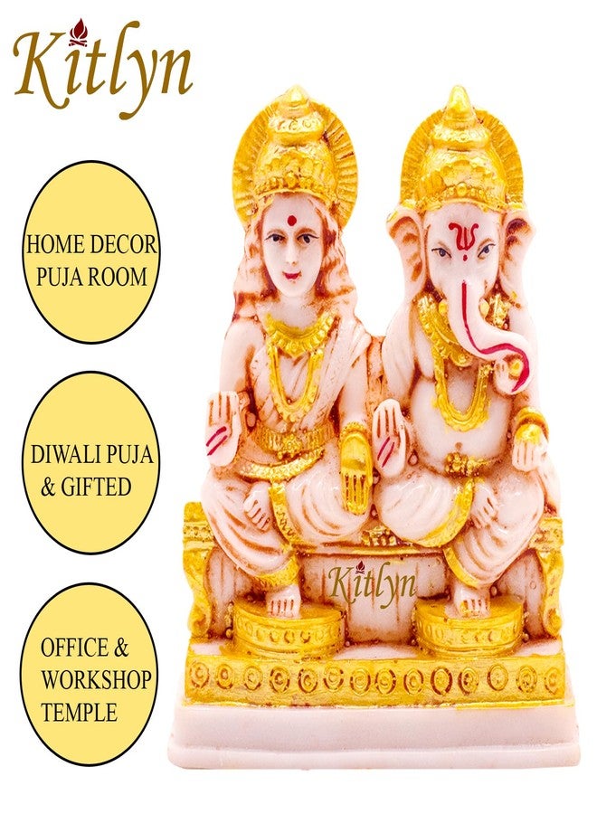 Kitlyn Marble Look Laxmi Ganesh murti Statue for Pooja Room (Multicolour, 12cm) - Image 4