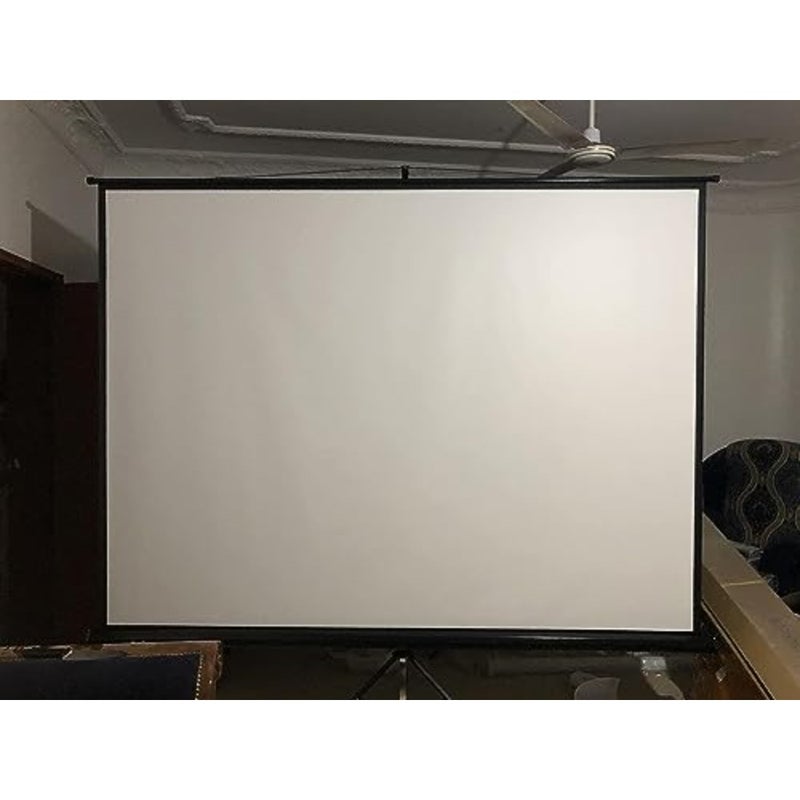 Portable projector screen for indoor/outdoor use, matte white PVC material, white color, 120-inch diagonal HD 4:3 foldable pull-up design with tripod stand - Image 2