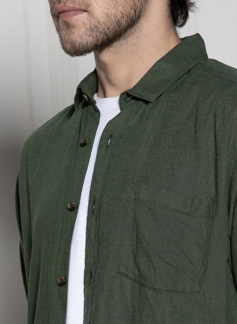 دينيس لينغو قميص زيتوني رجالي مريح وأنيق - Image 3