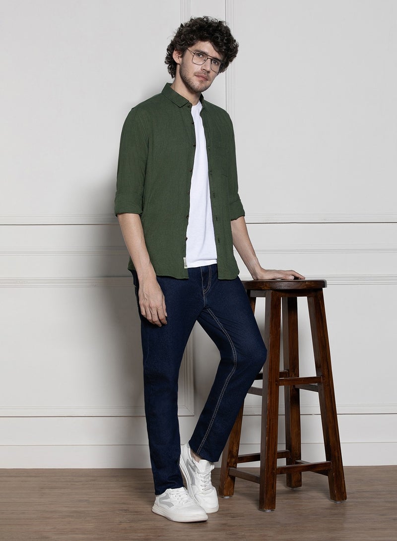 دينيس لينغو قميص زيتوني رجالي مريح وأنيق - Image 5