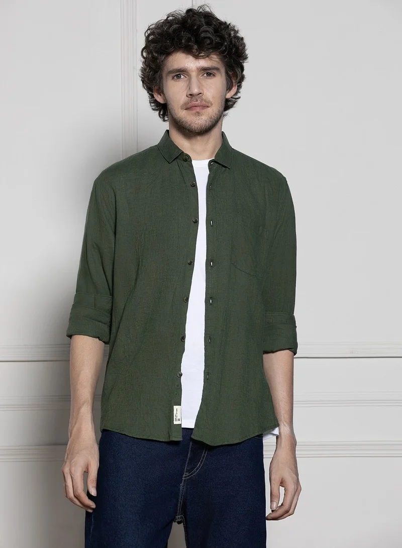 Dennis Lingo Olive Regular Shirt for Men - Comfortable, Stylish