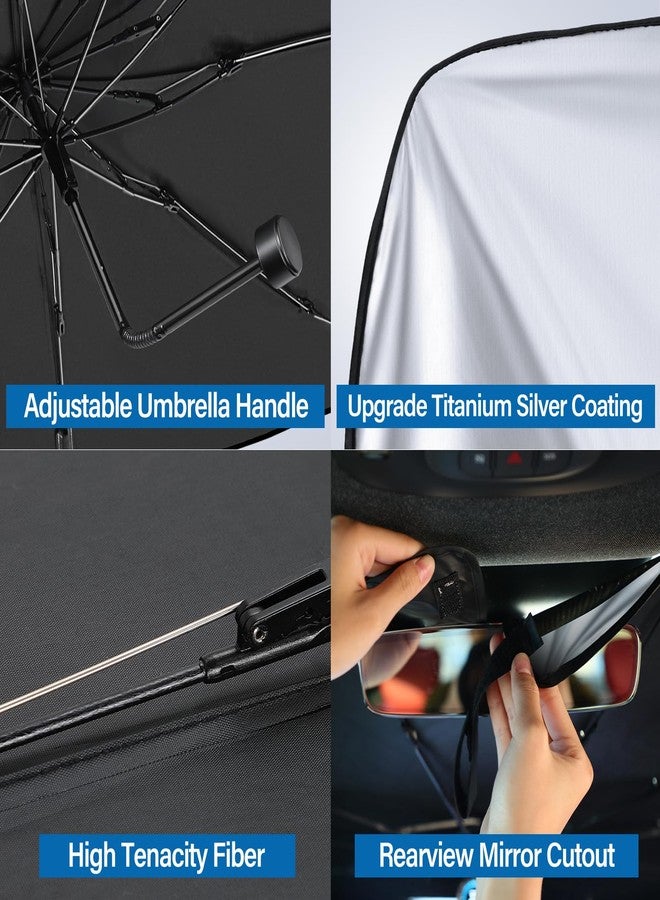 Clothclose Car Windshield Sun Shade Umbrella - Foldable Windshield Umbrella Sun Shade for Cars, Reflective Car Sun Shade Windshield Cover, Front Window Shades for Hatchback, Truck, SUV, MPV (55"x31.5") - Image 3