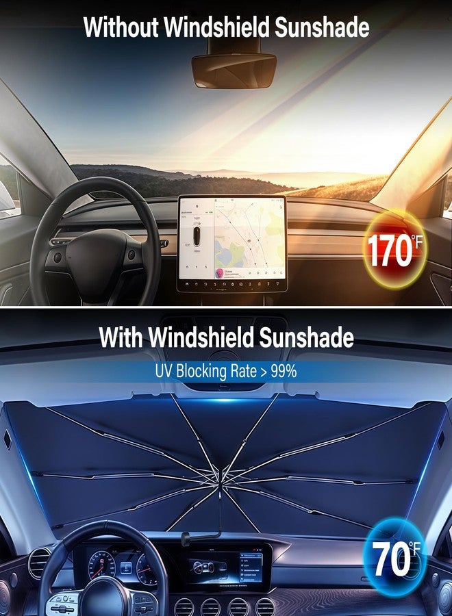 Clothclose Car Windshield Sun Shade Umbrella - Foldable Windshield Umbrella Sun Shade for Cars, Reflective Car Sun Shade Windshield Cover, Front Window Shades for Hatchback, Truck, SUV, MPV (55"x31.5") - Image 5