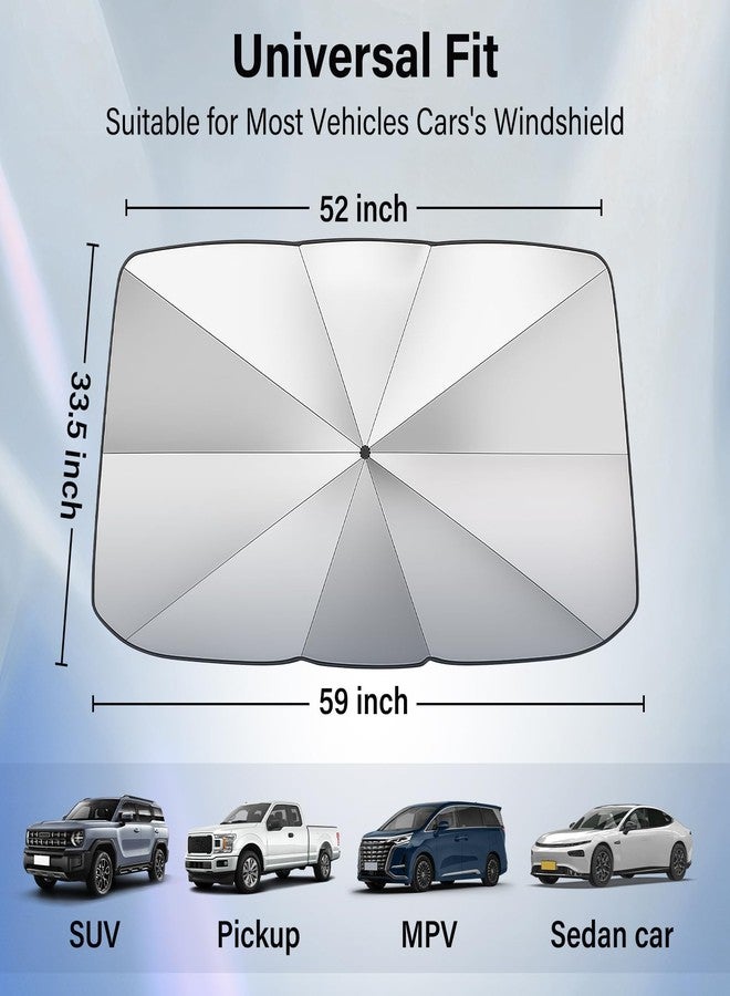 Clothclose Car Windshield Sun Shade Umbrella - Foldable Windshield Umbrella Sun Shade for Cars, Reflective Car Sun Shade Windshield Cover, Front Window Shades for Hatchback, Truck, SUV, MPV (55"x31.5") - Image 2