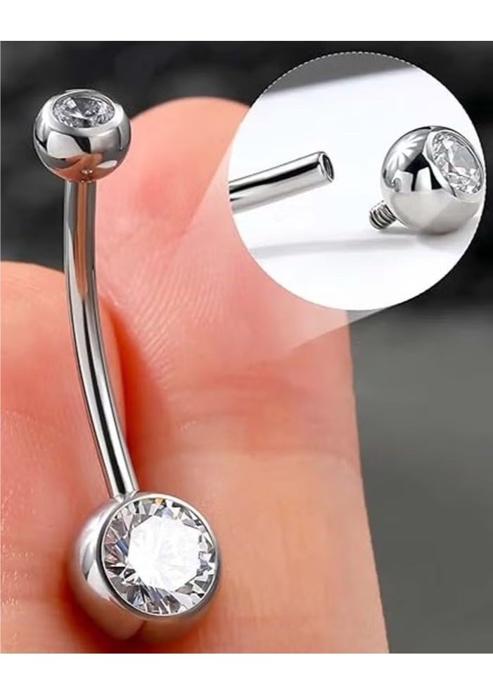 fantasize G23 Titanium Hypoallergenic Belly Button Ring with Zirconia Inlaid Internally Threaded Navel Piercing Jewelry Surgical 14mm Long Belly Ring gifts For Women - Image 3
