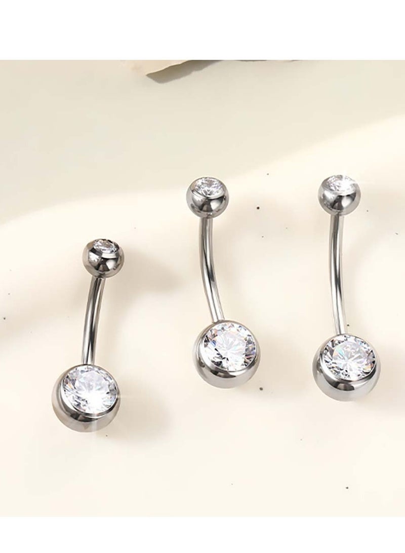 fantasize G23 Titanium Hypoallergenic Belly Button Ring with Zirconia Inlaid Internally Threaded Navel Piercing Jewelry Surgical 14mm Long Belly Ring gifts For Women - Image 2