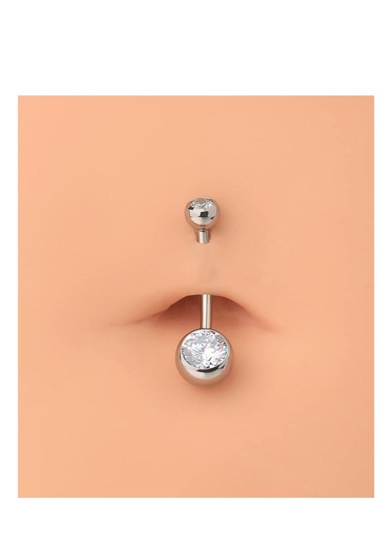 fantasize G23 Titanium Hypoallergenic Belly Button Ring with Zirconia Inlaid Internally Threaded Navel Piercing Jewelry Surgical 14mm Long Belly Ring gifts For Women - Image 4