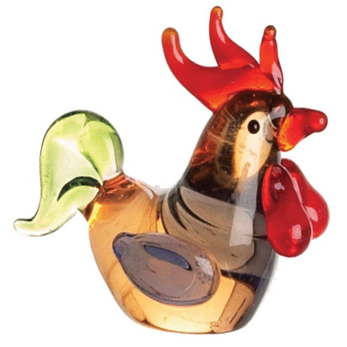 MINIATURE GLASS ROOSTER FIGURINE