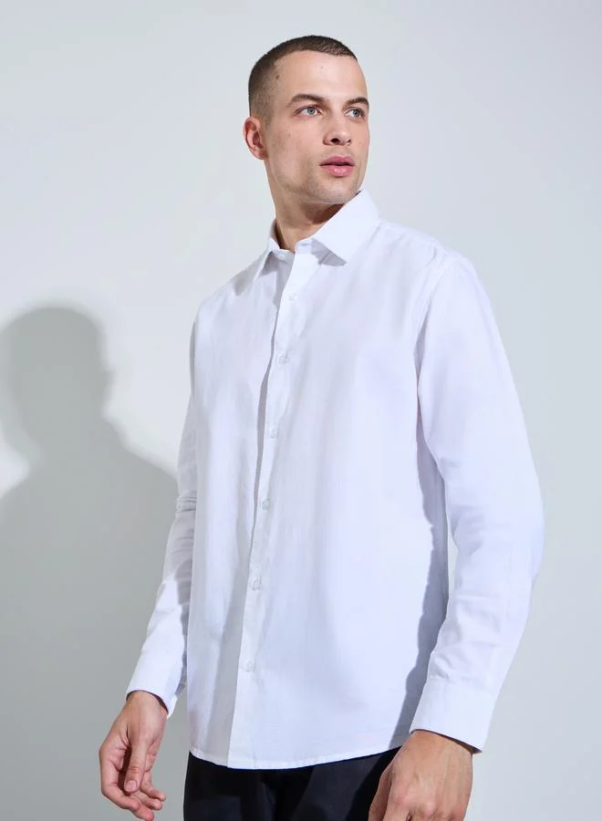 ستايلي Men White Solid Regular Fit Oxford Shirt