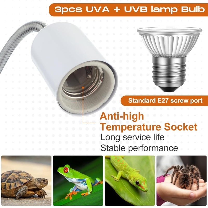 VAYINATO حامل مصباح حرارة السلحفاة فقط (أبيض) مناسب لمصباح UVA/B و السيراميك | حامل مصباح السباحة القابل للتعديل و شدة الضوء مناسب للطيور خلال الشتاء والزواحف - Image 5