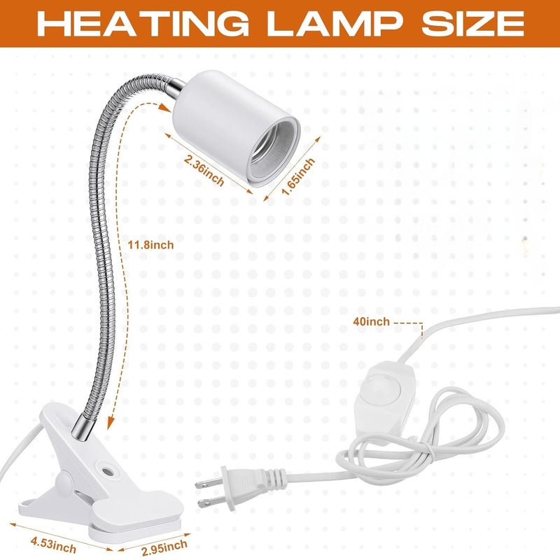 VAYINATO حامل مصباح حرارة السلحفاة فقط (أبيض) مناسب لمصباح UVA/B و السيراميك | حامل مصباح السباحة القابل للتعديل و شدة الضوء مناسب للطيور خلال الشتاء والزواحف - Image 2