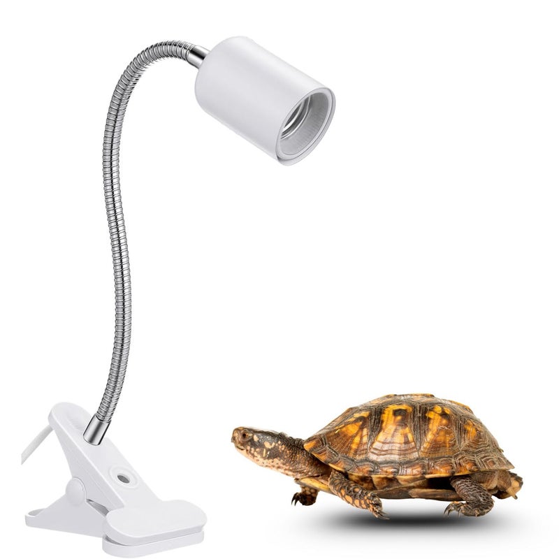VAYINATO حامل مصباح حرارة السلحفاة فقط (أبيض) مناسب لمصباح UVA/B و السيراميك | حامل مصباح السباحة القابل للتعديل و شدة الضوء مناسب للطيور خلال الشتاء والزواحف - Image 1
