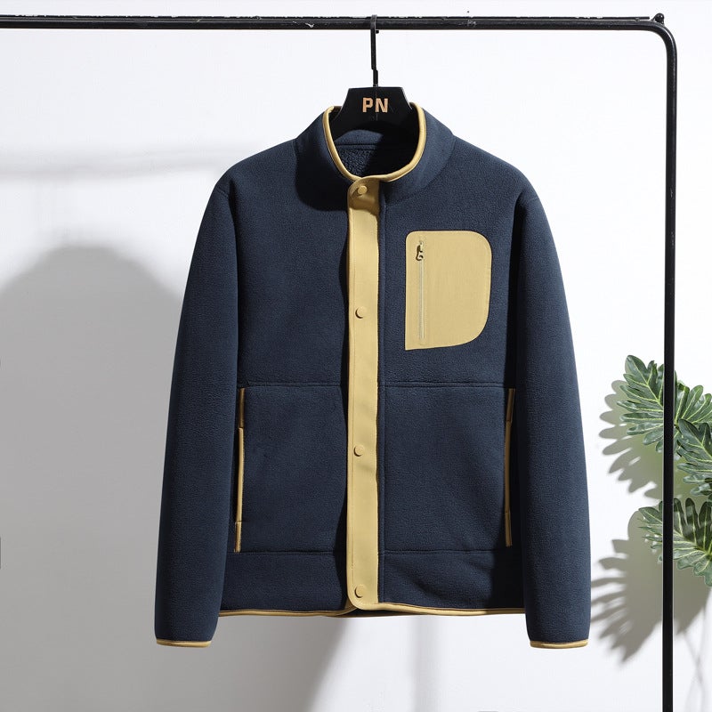 Outdoor Fleece Jacket Men'S And Women'S Collar Fleece Jacket Fleece-Lined Thickened Warm Super Soft Sweatshirt Fashionable All-Match - Image 1