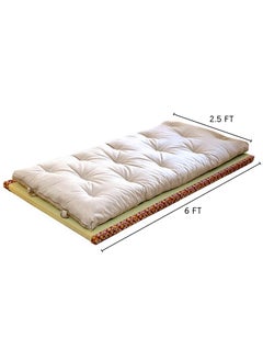 INDIAN DECOR INDIAN DECOR 80600 Supersoft White Cotton Foldable Handmade Single Bed Sleeping Mattress White Cotton 25 x 06 ft  - Image 2
