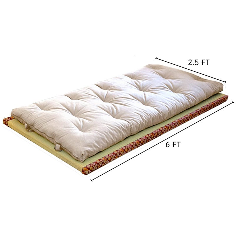 INDIAN DECOR INDIAN DECOR 80600 Supersoft White Cotton Foldable Handmade Single Bed Sleeping Mattress White Cotton 25 x 06 ft - Image 2
