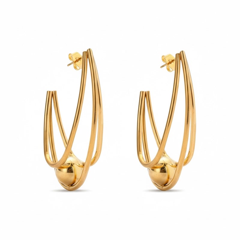 Bariq The Sphere Drop Hoops - Tarnish Free - Image 1