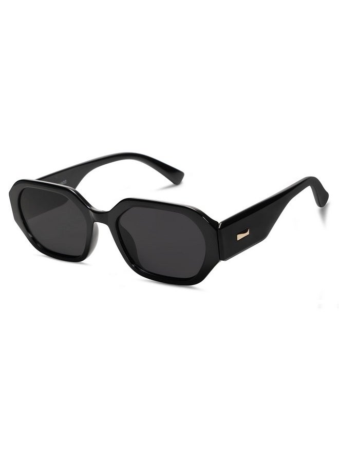 Sojos Polarized Sunglasses For Women Retro Rectangle Womens Sun Glasses Trendy Narrow Square 90S Shades Sj2232 Black Grey Lens  - Image 1