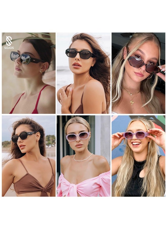 Sojos Polarized Sunglasses For Women Retro Rectangle Womens Sun Glasses Trendy Narrow Square 90S Shades Sj2232 Black Grey Lens  - Image 3