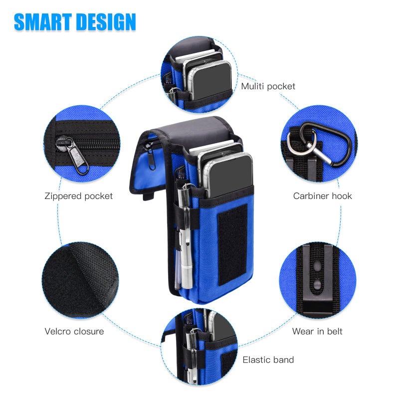 KATOLK Dual Phone Holster, Large Smartphone Pouch, Belt Cell Phone Holder for iPhone 16/15/14 Pro Max & Samsung Phones, Compatible with Power Bank, for Work, Hiking, Camping, Barbecue, Rescue (XL) - Image 4