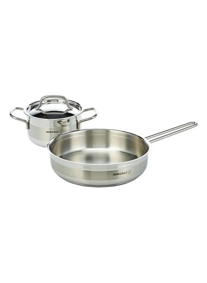Korkmaz Alfa 9 Pieces Stainless Steel Cookware Set | Induction Compatible Cookware Pots and Pans Set | Silver A1660 Stainless Steel - Image 5