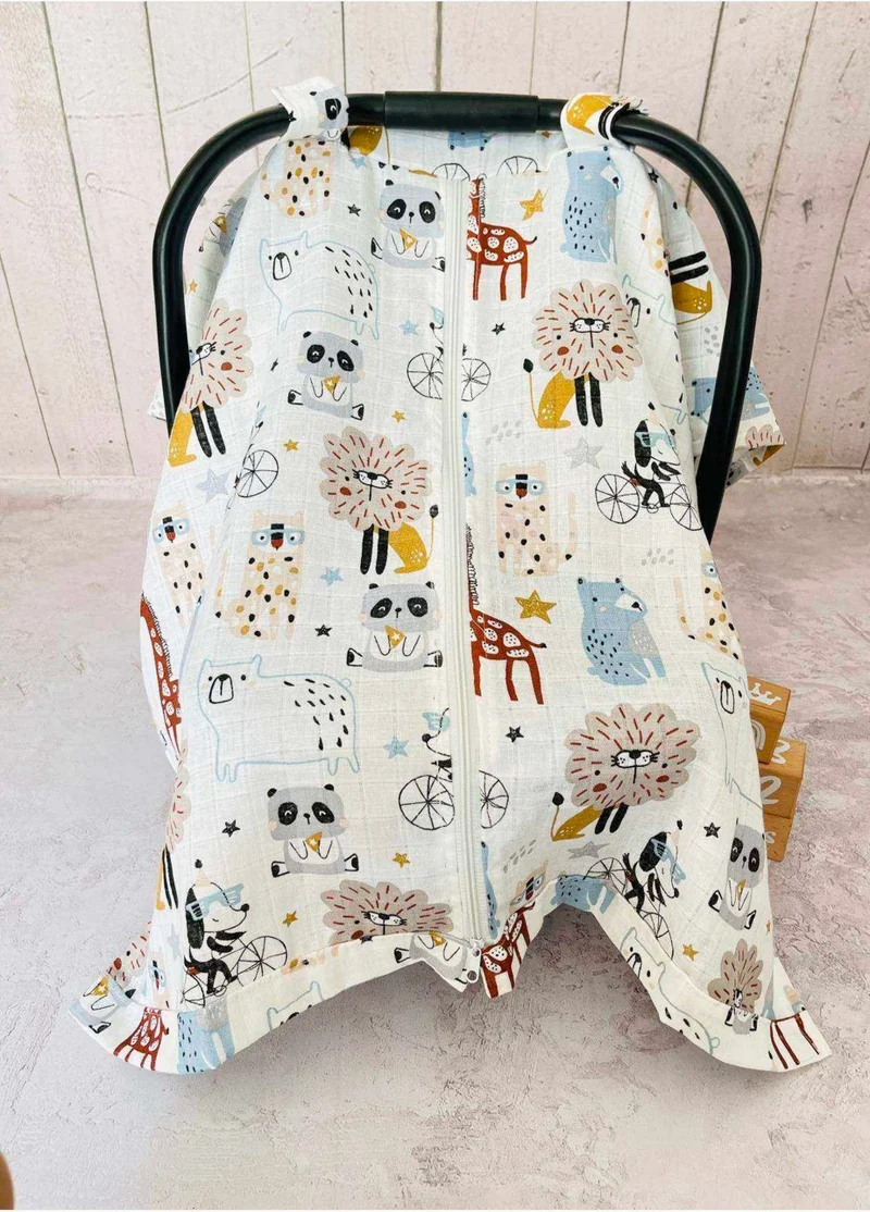 juniperus Cute Animals Muslin Diaper Stroller Cover with Zipper