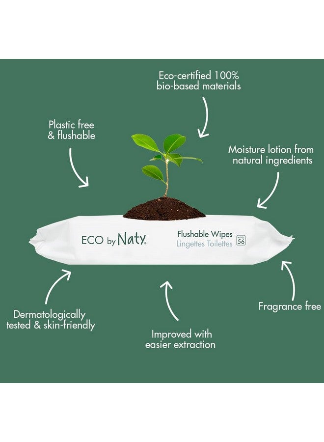 إيكو من ناتي مناديل أطفال قابلة للتحلل الحيوي من إيكو باي ناتي - مناديل قابلة للتحلل الحيوي ومستخلصة من النباتات، خالية من المواد الكيميائية ومضادة للحساسية، آمنة على بشرة الطفل الحساسة، 42 منديلًا في العبوة (12 قطعة) - Image 1