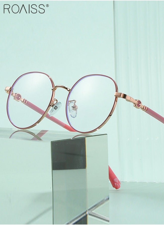 roaiss - Kids Blue Light Blocking Glasses, Anti Eyestrain Computer Glasses, Gaming Eyewear UV400 Protection with Light Weight Metal Frame for Boys Girls and Children Age 3-12, Gold Pink - Image 1