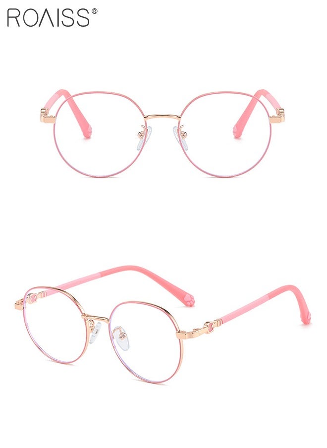 roaiss - Kids Blue Light Blocking Glasses, Anti Eyestrain Computer Glasses, Gaming Eyewear UV400 Protection with Light Weight Metal Frame for Boys Girls and Children Age 3-12, Gold Pink - Image 1