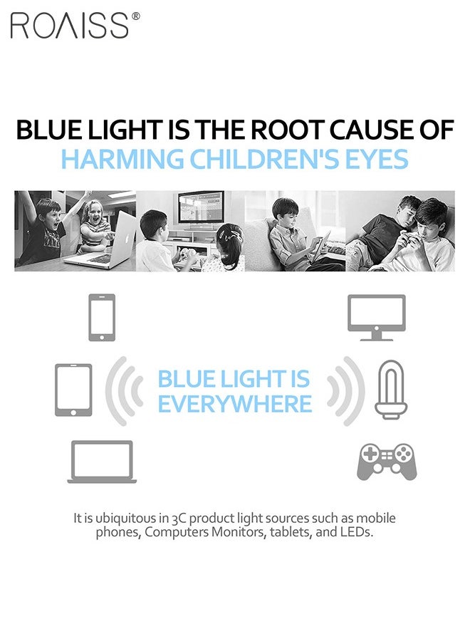 roaiss - Kids Blue Light Blocking Glasses, Anti Eyestrain Computer Glasses, Gaming Eyewear UV400 Protection with Light Weight Metal Frame for Boys Girls and Children Age 3-12, Gold Pink - Image 1