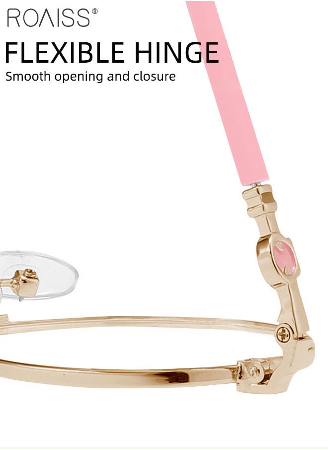 roaiss - Kids Blue Light Blocking Glasses, Anti Eyestrain Computer Glasses, Gaming Eyewear UV400 Protection with Light Weight Metal Frame for Boys Girls and Children Age 3-12, Gold Pink - Image 1