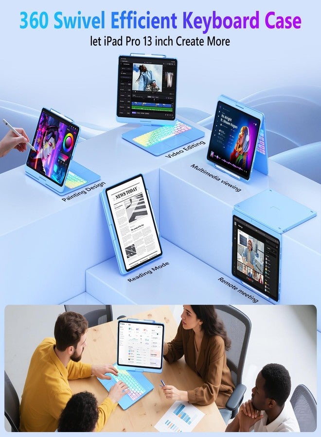 FUWANG Touch Keyboard Case for iPad Pro 13 inch (M5/M4) 2025/2024, 360° Swivel for iPad Pro 13 inch Case with Keyboard, 7 Colors Backlit with Multi-Touch Trackpad Keyboard Case for ipad pro 13 Inch - Image 4
