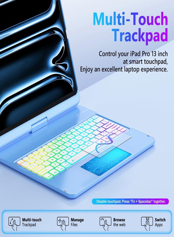 FUWANG Touch Keyboard Case for iPad Pro 13 inch (M5/M4) 2025/2024, 360° Swivel for iPad Pro 13 inch Case with Keyboard, 7 Colors Backlit with Multi-Touch Trackpad Keyboard Case for ipad pro 13 Inch - Image 5