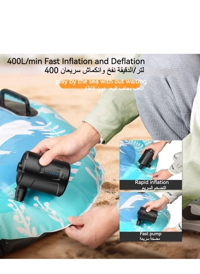 ماركة غير محددة Huake مضخة نفخ الهواء الخارجي متعددة الوظائف USB متعددة الوظائف، مضخة نفخ الهواء المحمولة 5200mAh، مضخة هواء كهربائية سريعة الملء للتخييم في الهواء الطلق، نفخ القوارب، القوارب، الطوافات، حمام السباحة، العوامات، حلقة السباحة، سرير هوائي  - Image 4