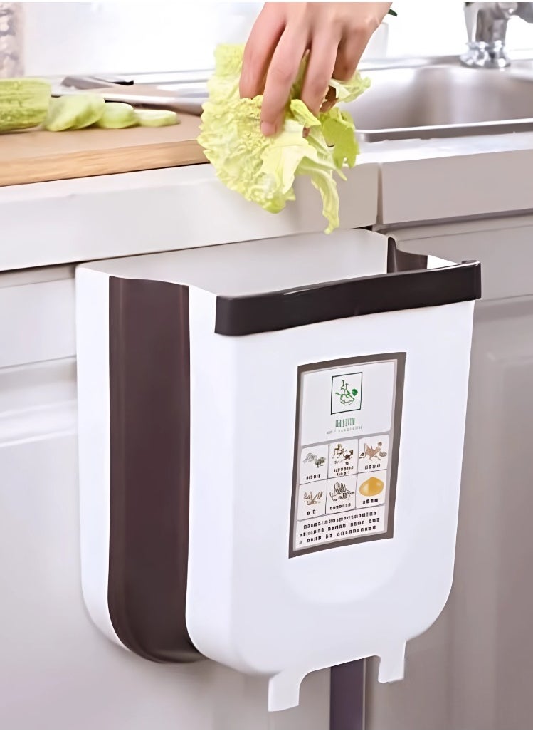 Alissa Hanging Trash Can,Over The Cabinet Garbage Bin,Collapsible Foldable Door Waste Container Home Office  - Image 1