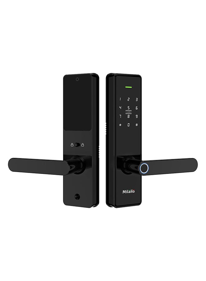 قفل ذكي ميلانو AA إيمس C551 - يسار FIP - قفل دخول بدون مفتاح مع رمز وبطاقة ومفاتيح - 12 مجموعة لكل كرتون - ألمنيوم متين - تشطيب أسود - ضمان لمدة 2 سنة - مثالي للأبواب والمعدات