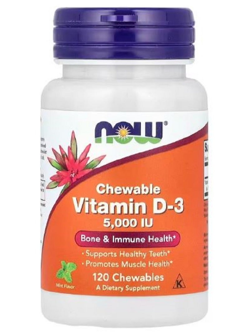 now Chewable vitamin d3  5000 iu 120 Bone & Immune Health - Image 1