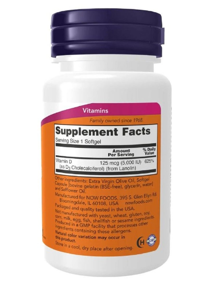 now Chewable vitamin d3  5000 iu 120 Bone & Immune Health - Image 2