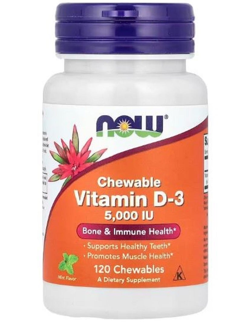 now Chewable vitamin d3  5000 iu 120 Bone & Immune Health - Image 1