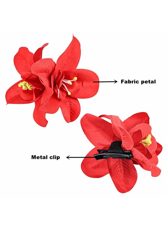 ALIMITOPIA ALIMITOPIA Flower Hair Clip Bohemia Hawaiian Fabric Artificial Orchid Flower Hairpin Barrette Headdress Bobby Pins Headwear Hair Accessories(3.5 inches;5pcs)  - Image 3