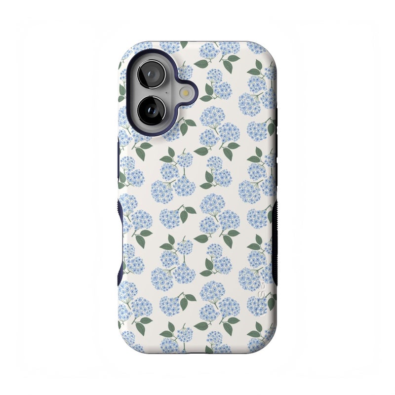 Casely iPhone 16 Case | Nantucket Cottage | Blue Hydrangea | Bold Protective Design | Compatible with MagSafe - Image 1