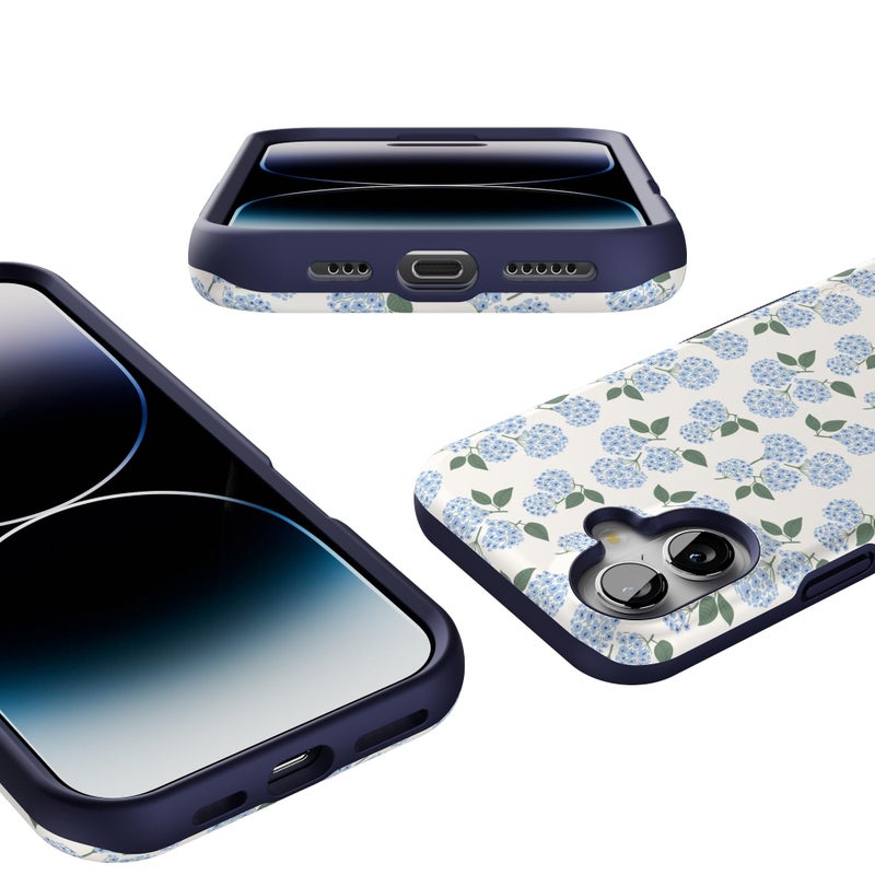 Casely iPhone 16 Case | Nantucket Cottage | Blue Hydrangea | Bold Protective Design | Compatible with MagSafe - Image 3
