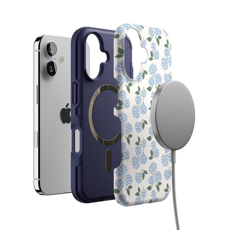 Casely iPhone 16 Case | Nantucket Cottage | Blue Hydrangea | Bold Protective Design | Compatible with MagSafe - Image 4