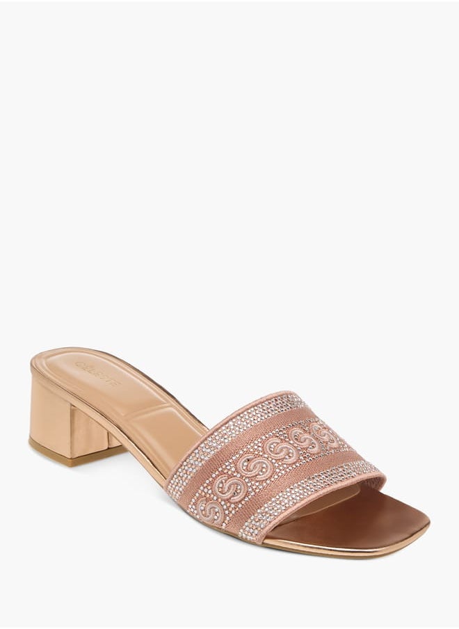 Celeste - Womens Embellished Slip-On Sandals With Block Heels Ramadan Collection - Image 1