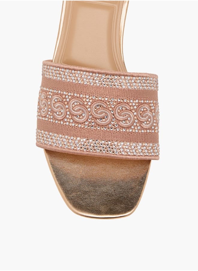Celeste - Womens Embellished Slip-On Sandals With Block Heels Ramadan Collection - Image 1