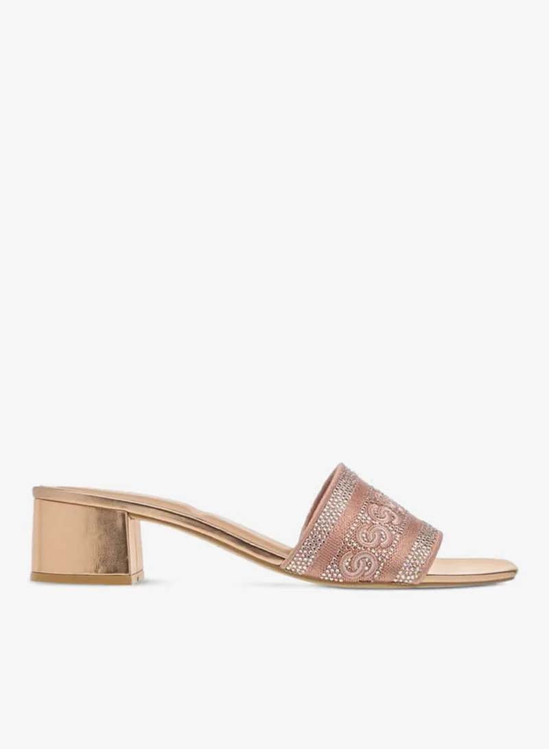 سيليست صنادل نسائية سهلة الارتداء بكعب عريض مزينة