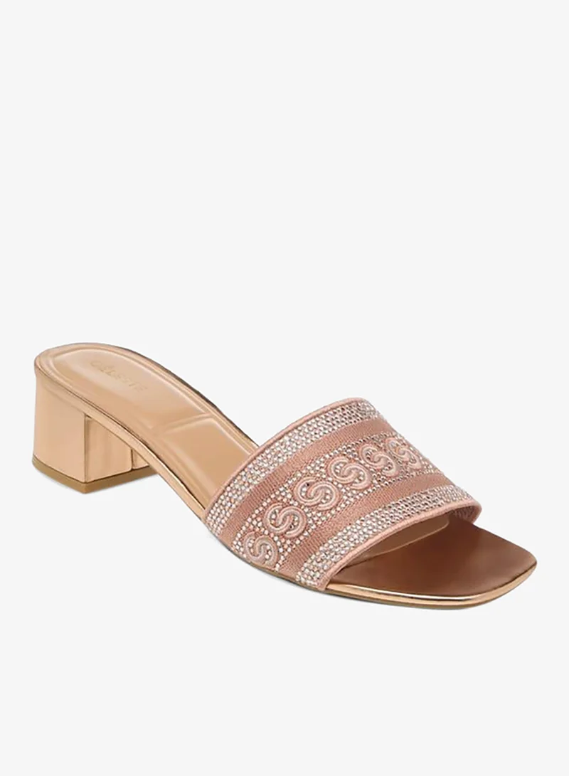 سيليست صنادل نسائية سهلة الارتداء بكعب عريض مزينة
