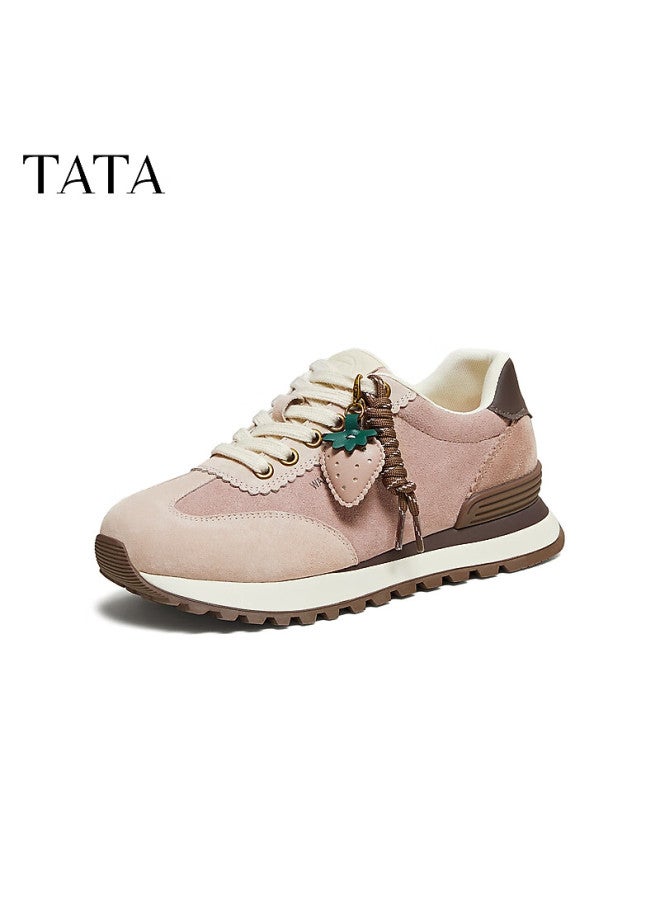 Tata Spring Thick-soled Breathable Casual Sports Shoes For Women Pink Purple/brown Size 36 - Image 2
