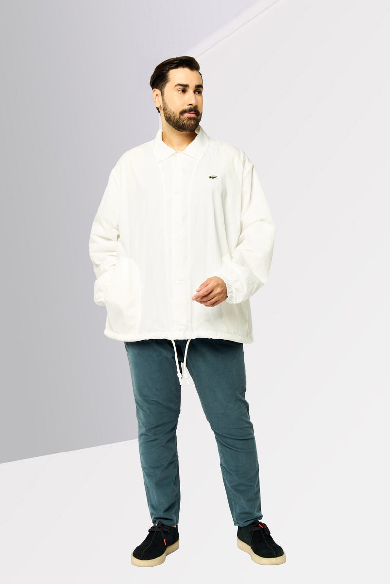LACOSTE Men Embroidered Logo Windbreaker Jacket, White  - Image 2