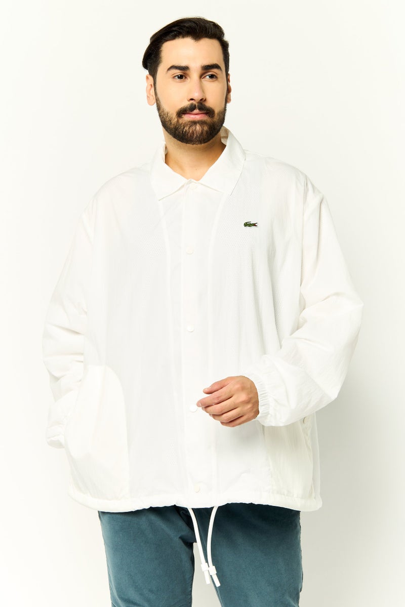 LACOSTE Men Embroidered Logo Windbreaker Jacket, White  - Image 1