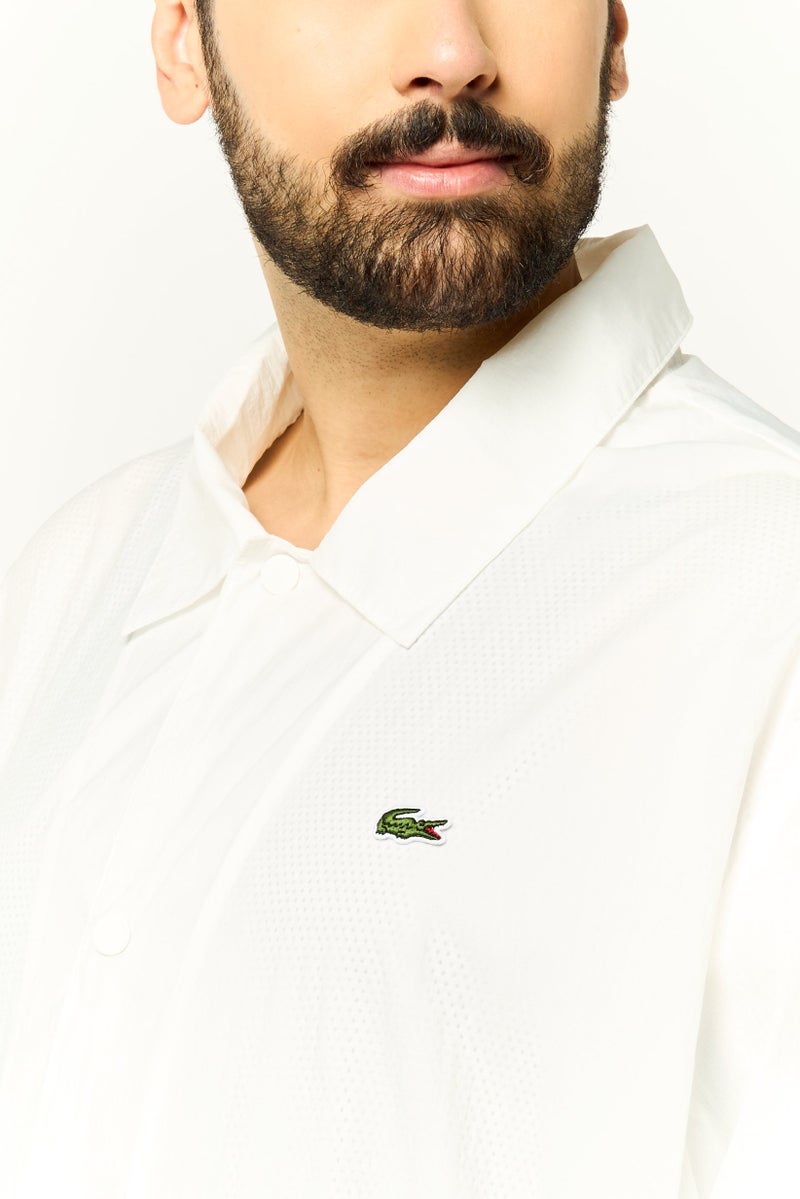 LACOSTE Men Embroidered Logo Windbreaker Jacket, White  - Image 3